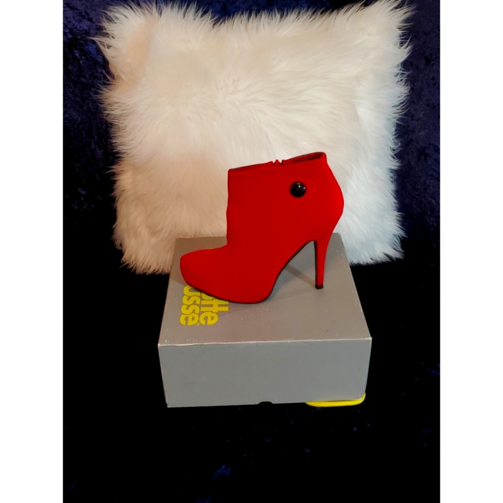 Charlotte Russe- Red Zipper Bootie